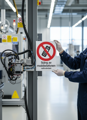 Premium Prohibition Sign - Turn Off Mobile Phone Transmitter in Various Materials and Sizes for Clear Workplace Safety