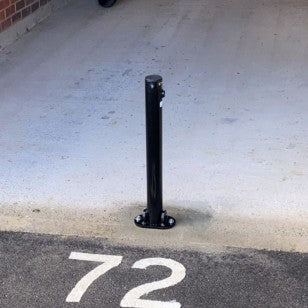 Black Folding Parking Post with Integral Lock (Bolt Down)