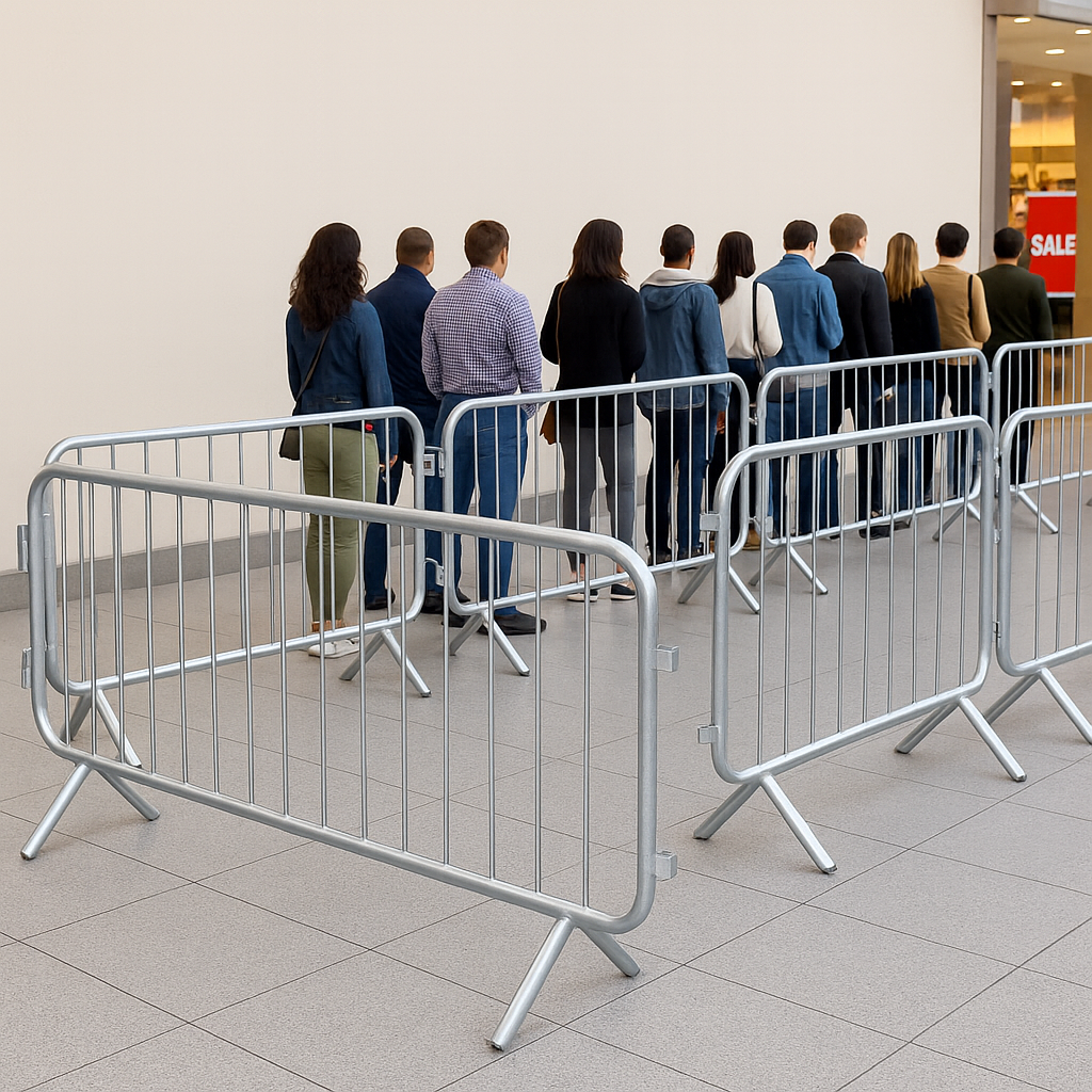 2.3m Galvanized Steel TempPed™ Crowd Control Barrier 1