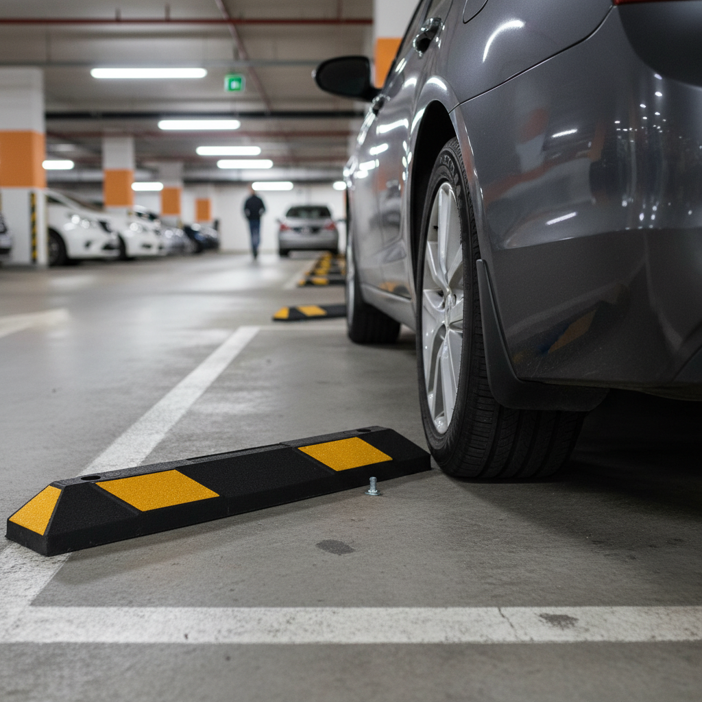 Premium 900mm Rubber Wheel Stop for Parking with Durable Recycled Material for Industrial and Commercial Use - Detail View | 
