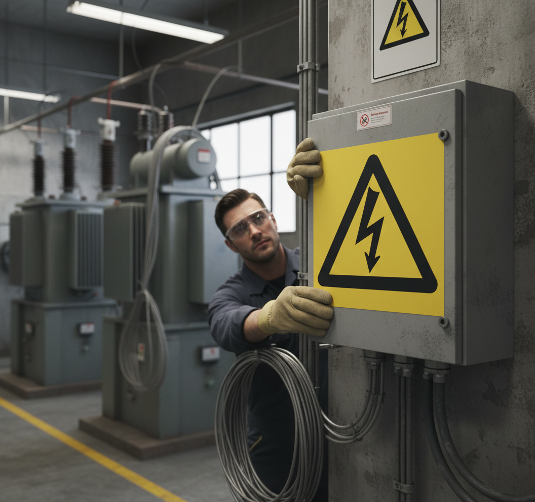 Premium Warning Sign for Electrical Voltage - Multiple Variants with Durable Materials and Easy Installation Options