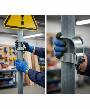 Premium Traffic Sign Mounting Bracket Ø 60mm - Heavy Duty 2-Pack for Secure Sign Installation