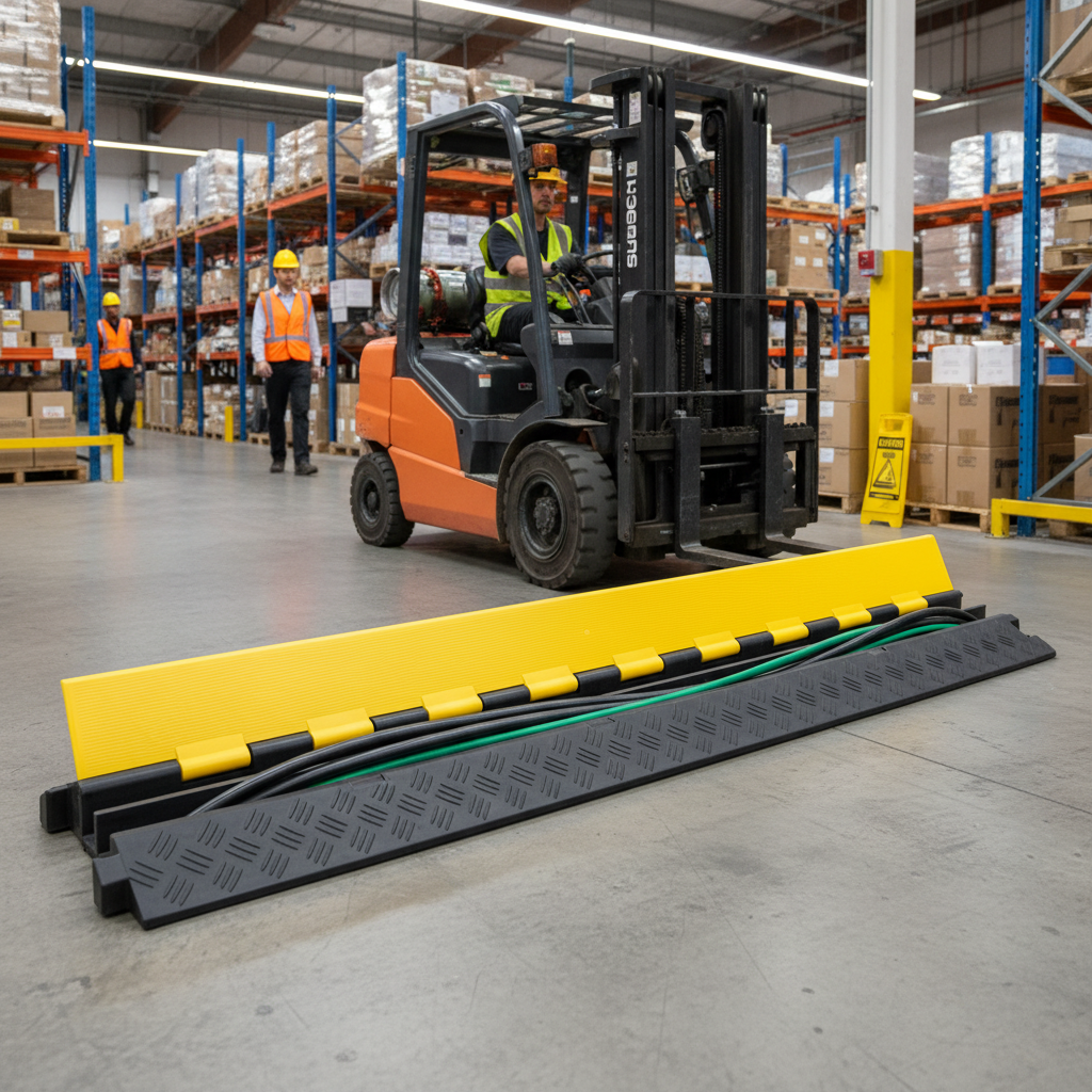 Premium Heavy Duty 2 Channel Cable Ramp for Safe Cable Management Across Traffic Lanes