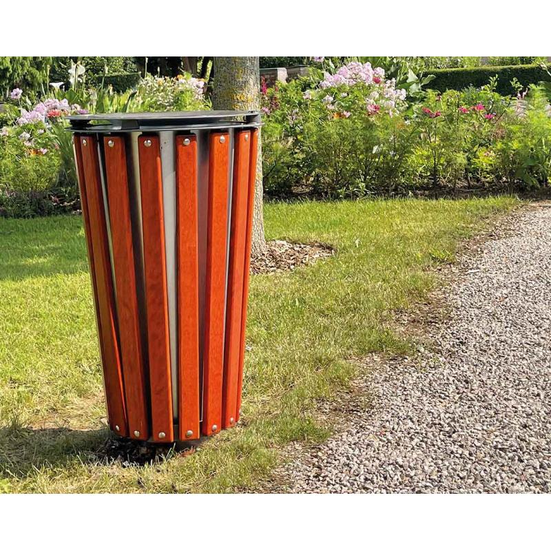 Lofoten Wood & Steel Litter Bins - 80 Litres Enhancing Urban Landscapes with Elegance and Functionality