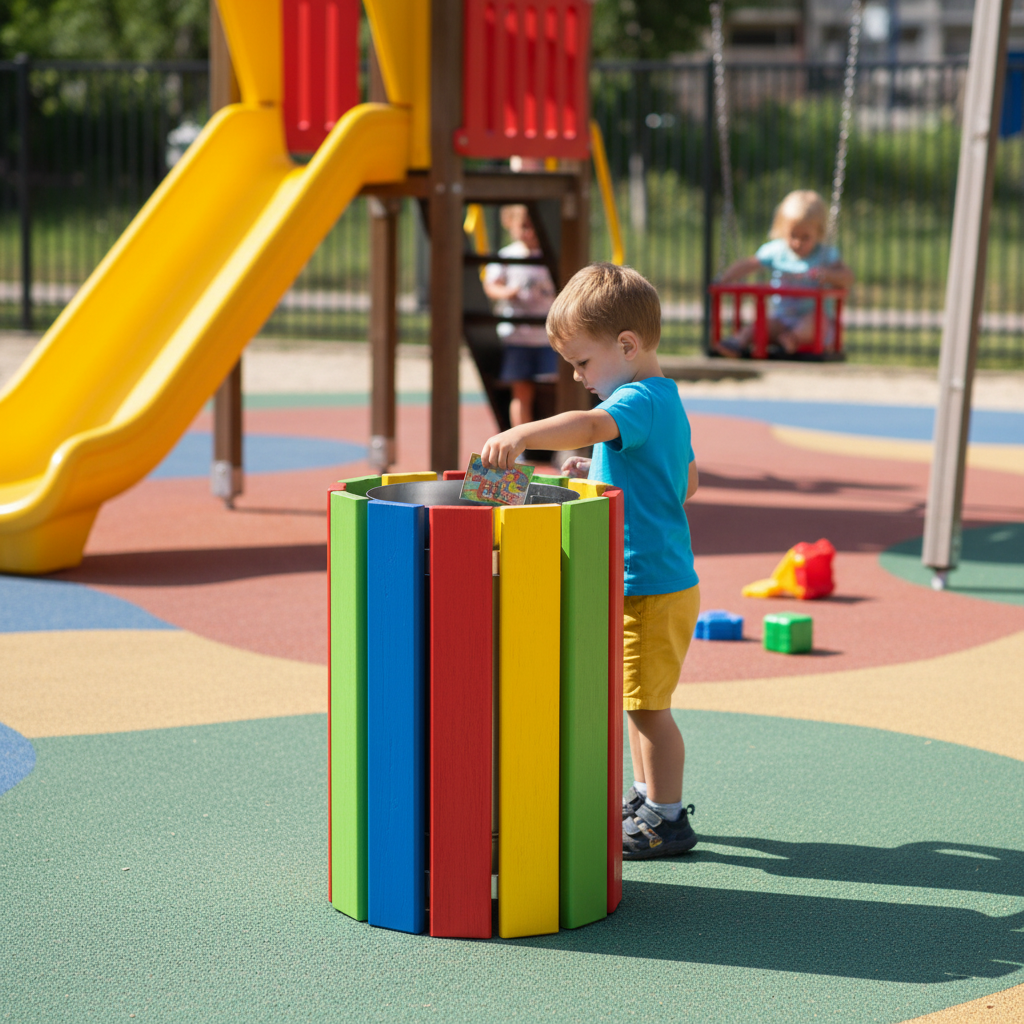 Premium Children's Litter Bin 40L with Open-Top Design and Sustainable Hardwood Construction for Indoor and... | Barriers Co