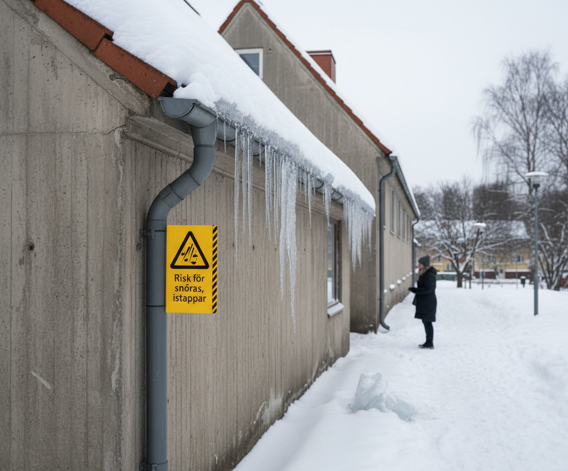 Premium Warning Sign for Snow Accumulation and Icicles - Complete with Mounting Fixture for Easy Installation