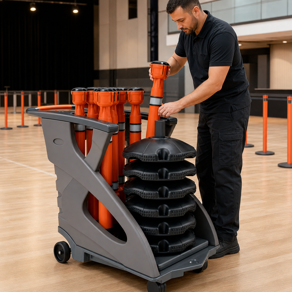 Orange Unicart Trolley for Post & Base Barriers 95kg Capacity