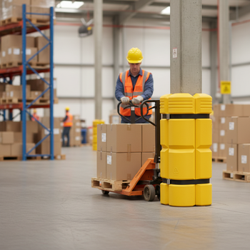 Premium Heavy Duty Plastic Traffic-Line Column Protector for Warehouse Safety - Adjustable for 200-500mm Columns