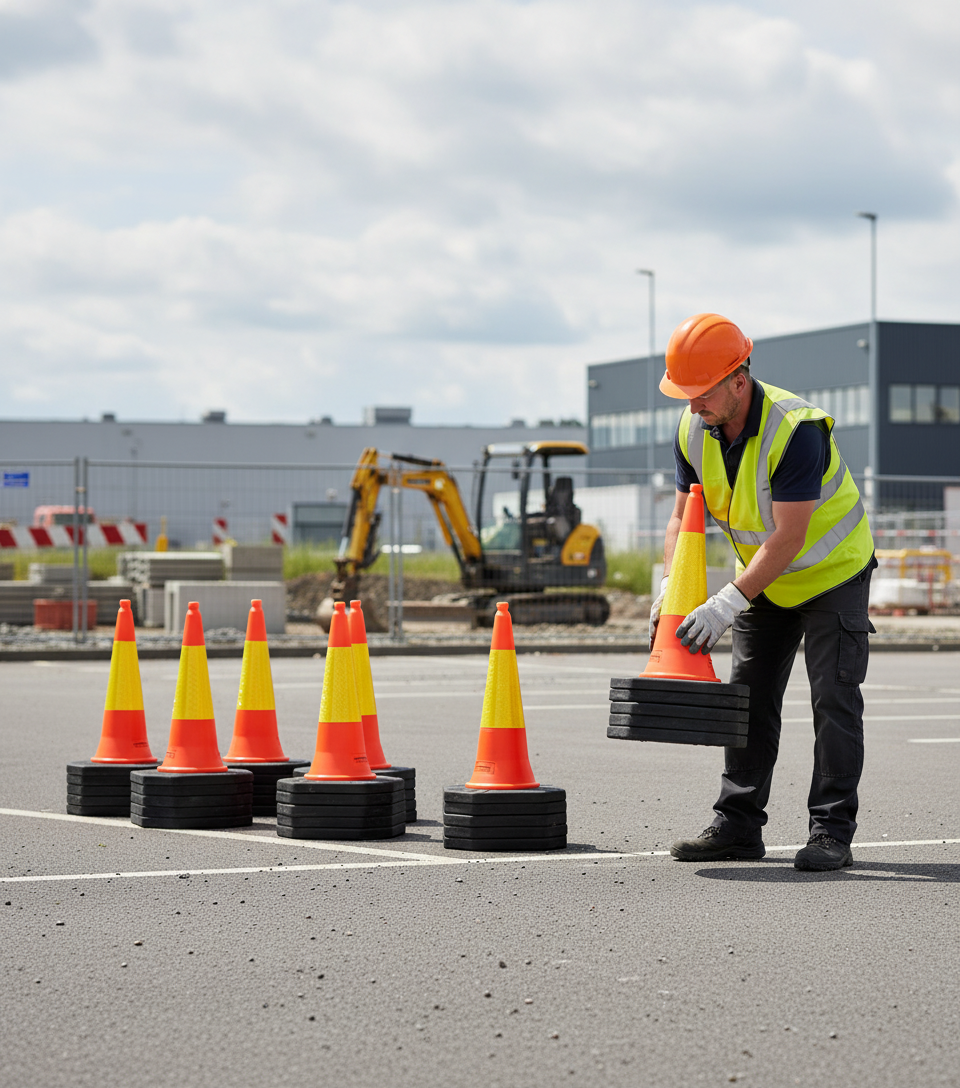 Premium 100 cm Traffic Cone Package - 10 Heavy Duty UV-Resistant Cones with Reflective Strip for Enhanced Visibility