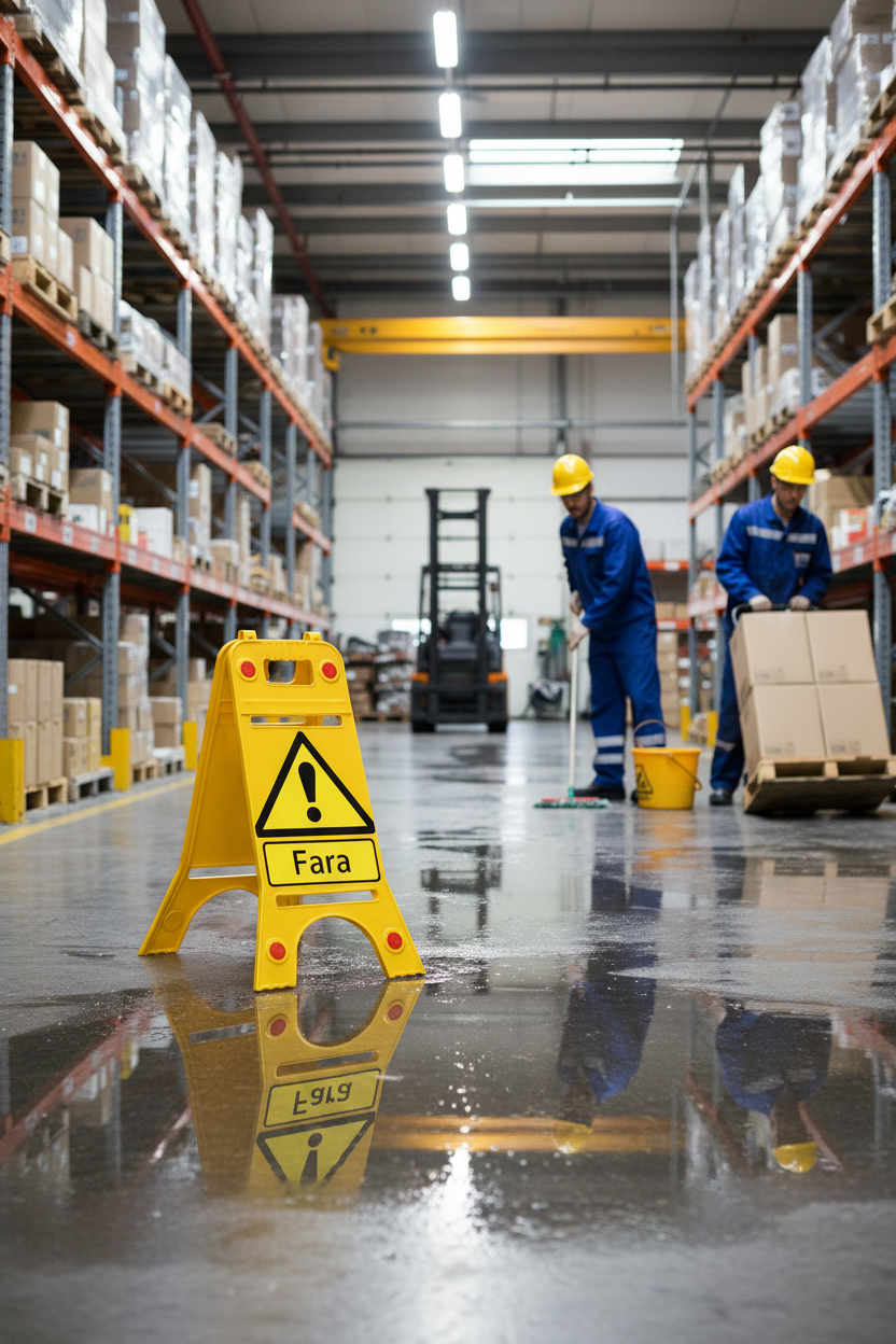 Premium Floor Standing Safety Sign - Chemical Spill Warning, Durable and Lightweight with Reflectors for Enhanced Visibility