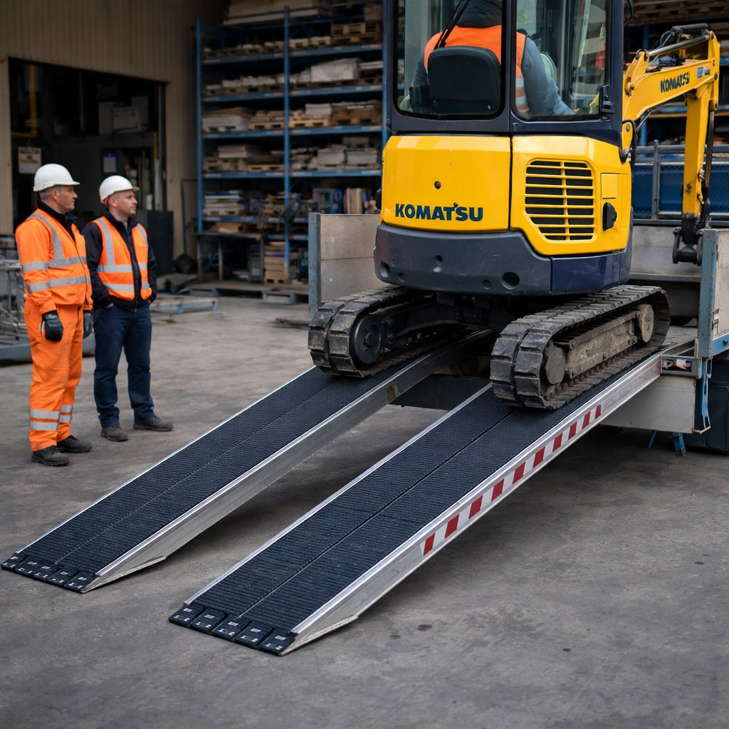 Steel Track Ramps – 3000mm x 720mm – Rubber Coated – Industrial Use