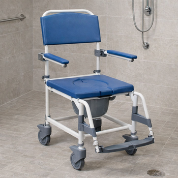 Shower Commode Chair – Adjustable Height – Self-Propelled & Transit – Personal Care