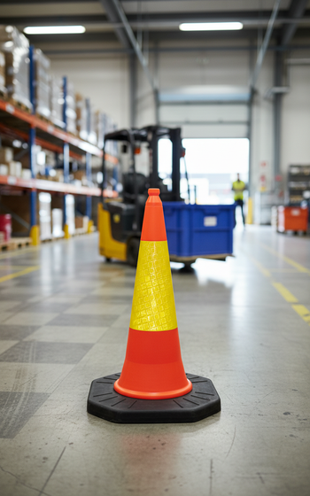 Professional Traffic Cone 100 cm - Heavy Duty Recycled Plastic with Reflective Bands and Stable Base