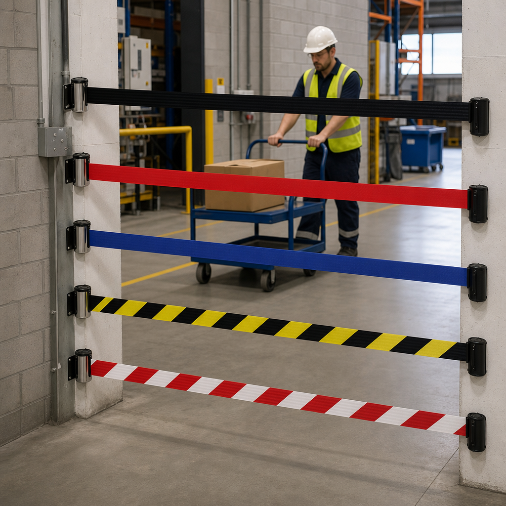Wall Mounted Barrier with Durable Steel Housing for Short-Term Events