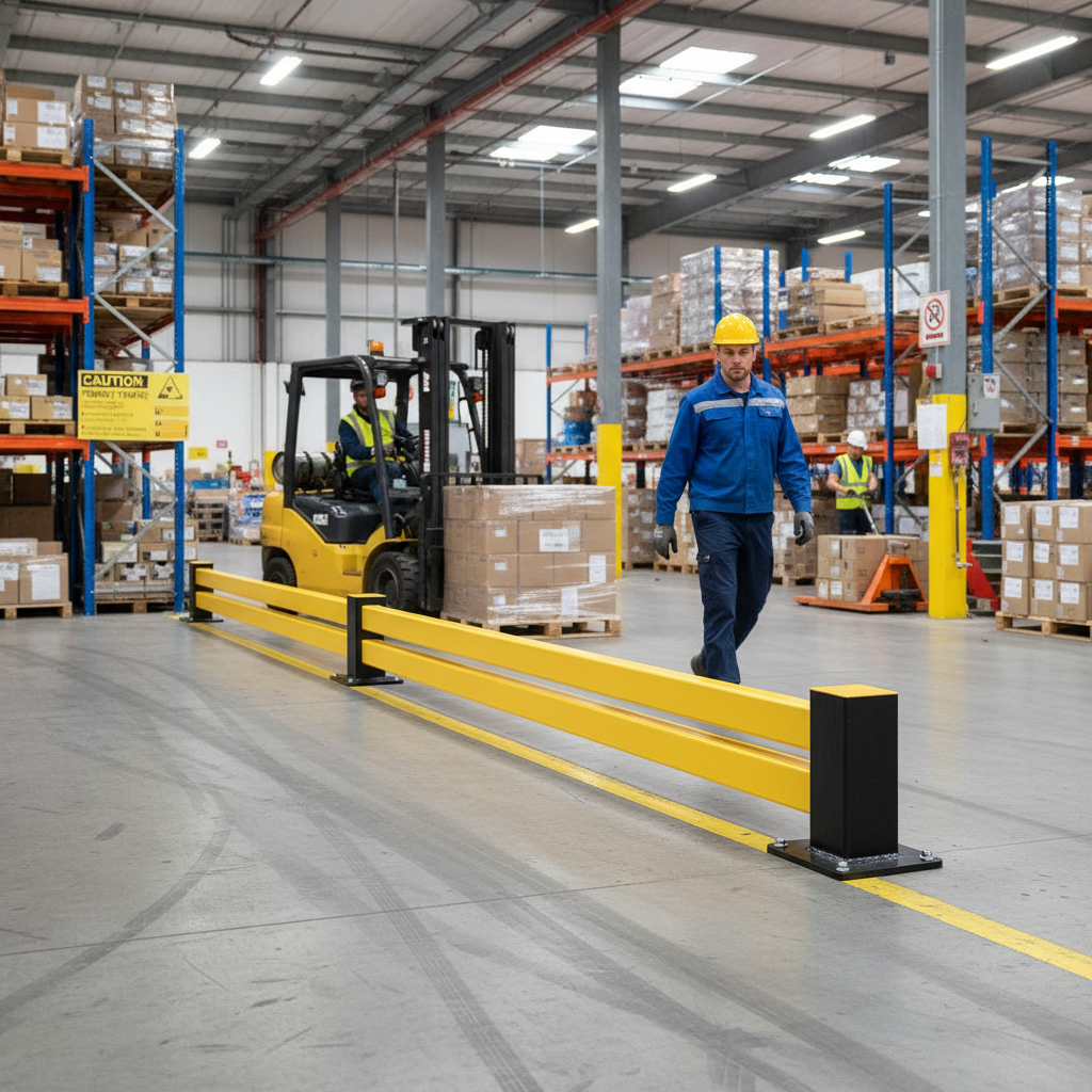 Professional Low-Level Hybrid Barrier Extension Kit for Warehouse Protection with Flexible... - side view | Barriers Co
