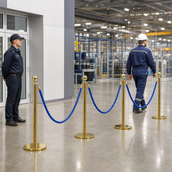 Brass Rope Barrier Set with Blue Ropes for Event Management (Pack of 10)