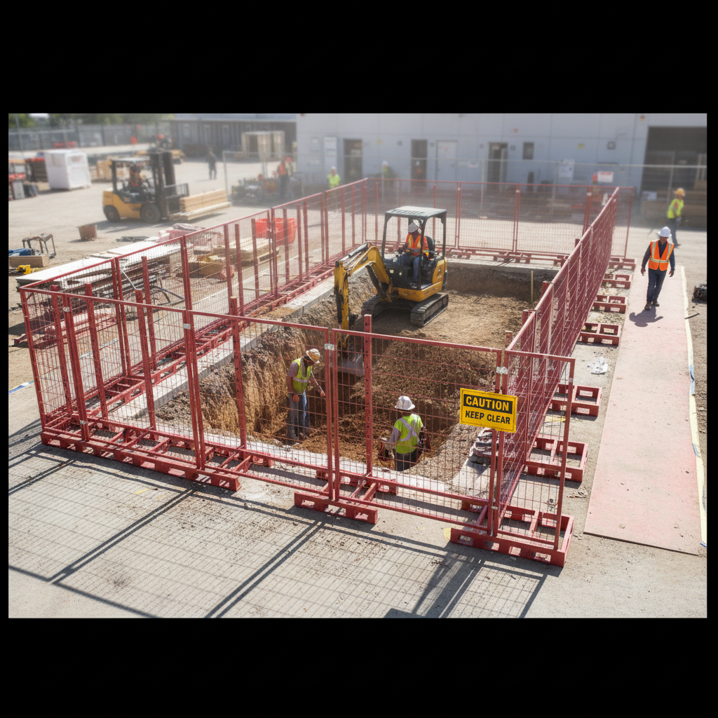 Premium Mobile Fence Transport Pallet for 20 Panels - Hot-Dip Galvanized and Stackable Design for Efficient Handling