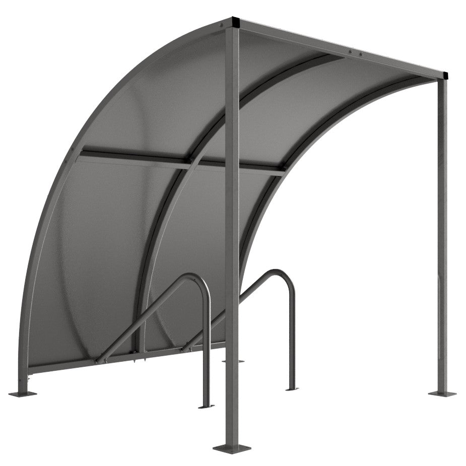 VS1 Cycle Shelter with Galvanised Steel Roof - Galvanised Steel Frame Open Sided