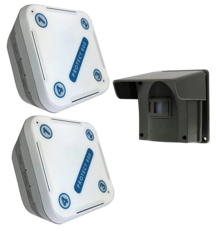 Protect 800 Driveway Alert System With 2 x Receivers & Attachable Lens Caps