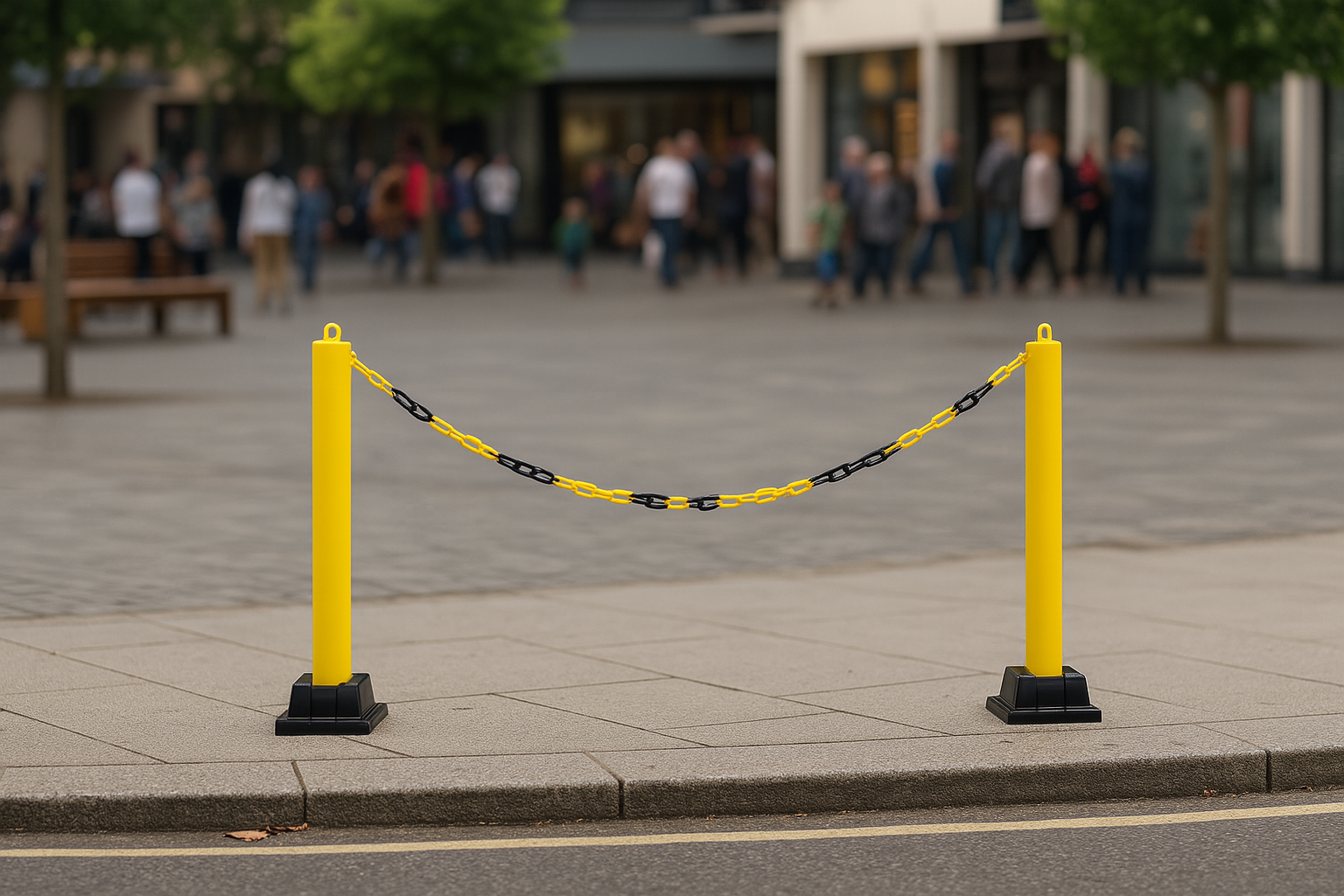 2 x 76mm Fold Down Yellow Parking Posts with Plastic Chain Kit - 2