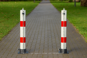 2 x Heavy Duty Fold-Down Security Posts with Chain Kit – Complete Vehicle Access Barrier Set