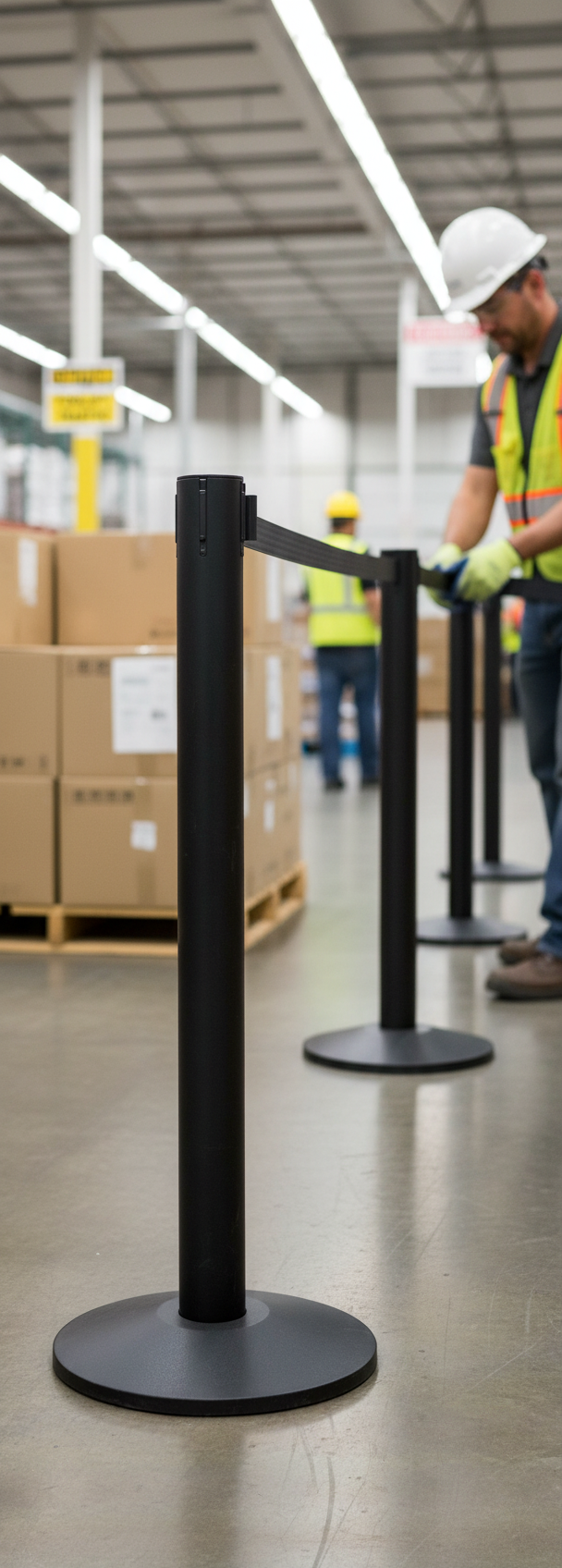 Premium Retractable Belt Barrier Post for Queue Management - Ideal for Last Barrier or Wall Mount Connection