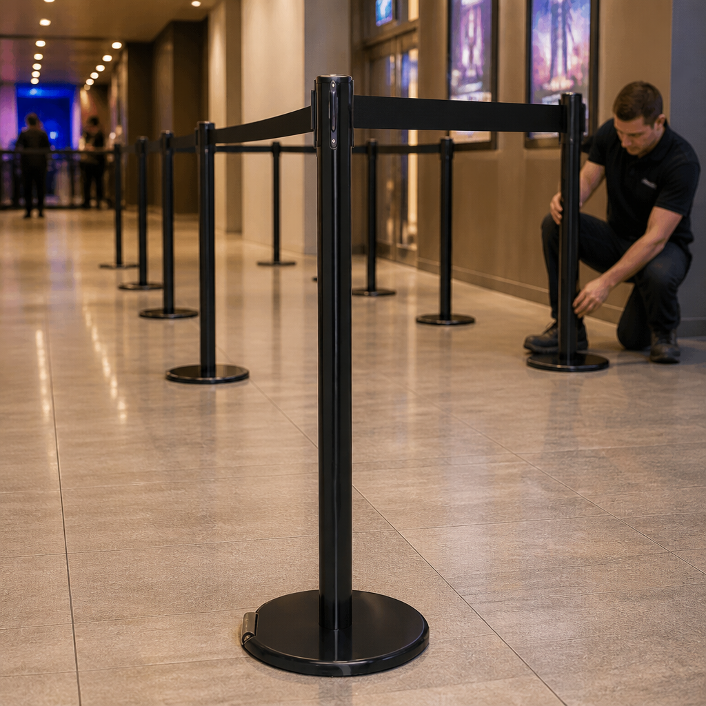 Belt Barrier System with Cast Iron Base 3.4m x 50mm for Event Management