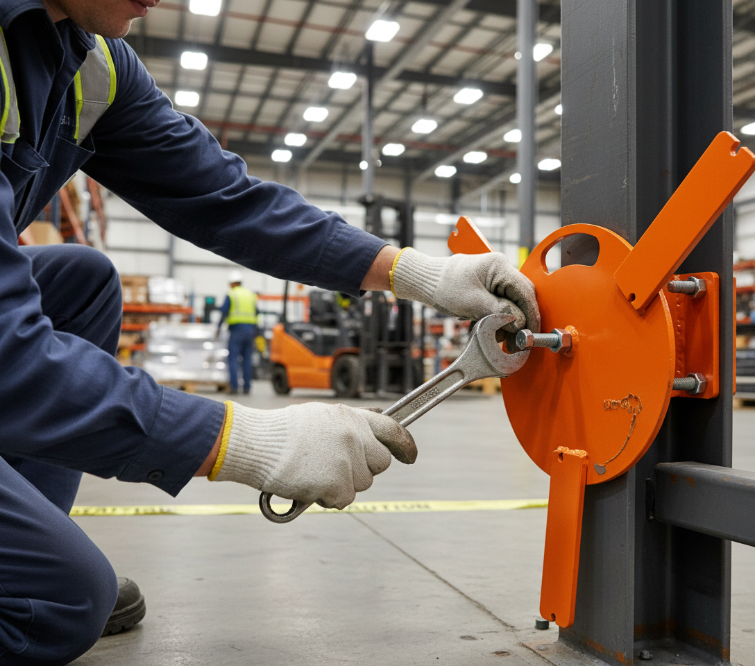 Premium Steel Base with 3 Legs and Safety Lock for Stability and Support in Industrial Applications