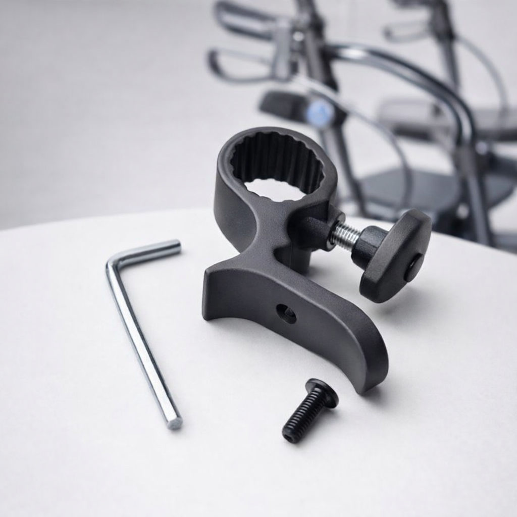 One-handed Brake – White – Easy Operation – Rollator Accessory