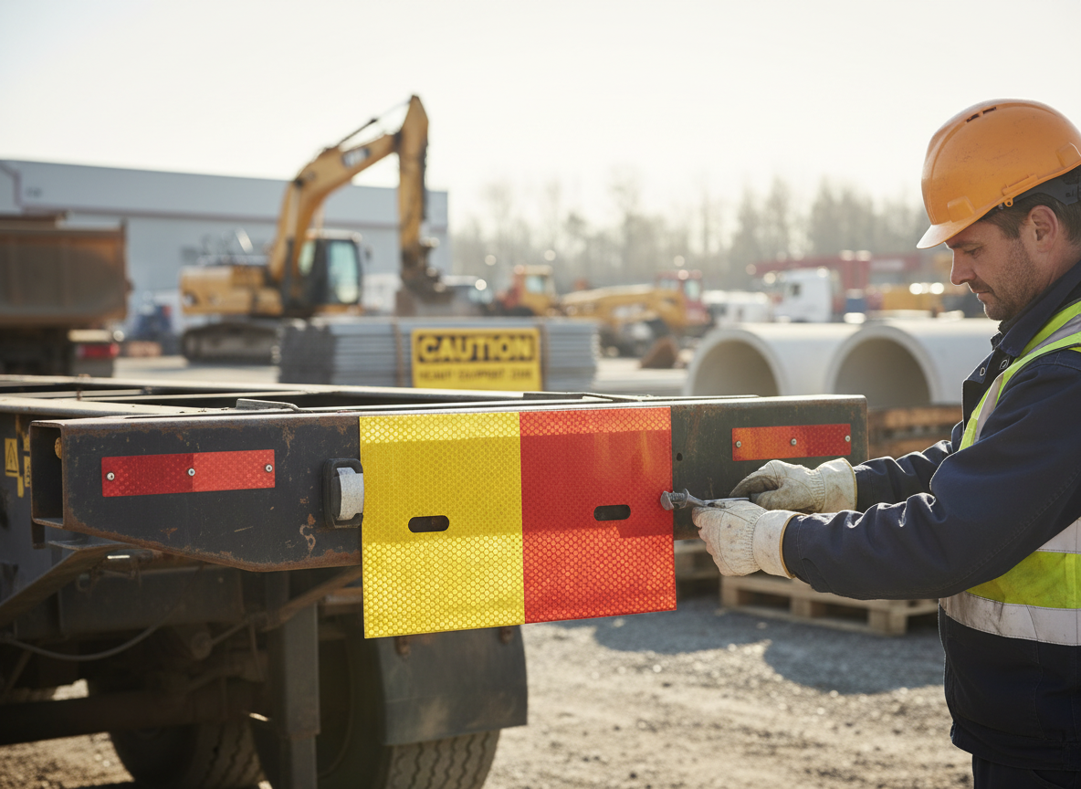 Premium Reflective Plate Red/Yellow 240x150mm with Flange Bolts for Enhanced Visibility
