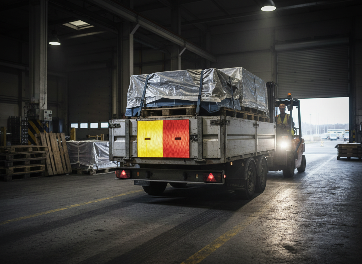 Premium Reflective Plate Red/Yellow 240x150mm with Flange Bolts for Enhanced Visibility