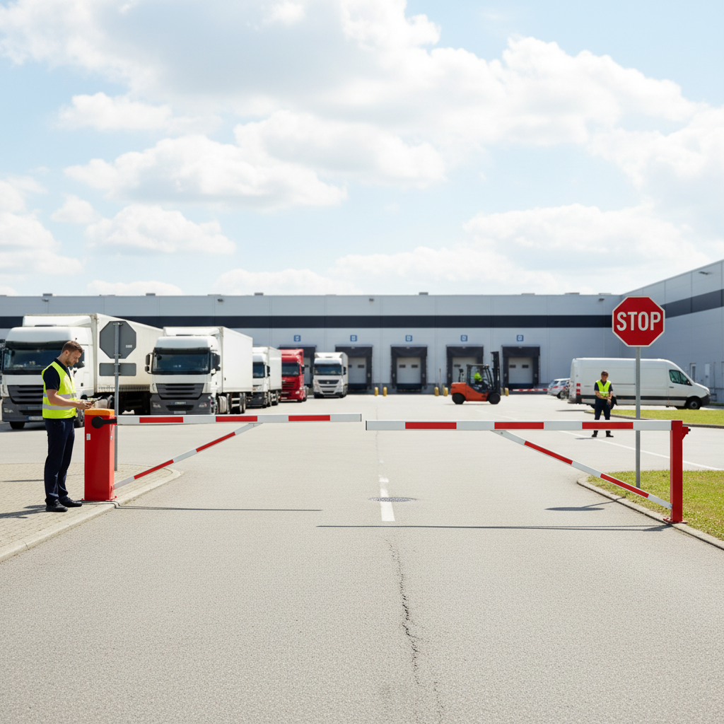 Premium Compact Barrier Gate with Aluminium Arms and Self-Latching Lock for Vehicle Access... - side view | Barriers Co