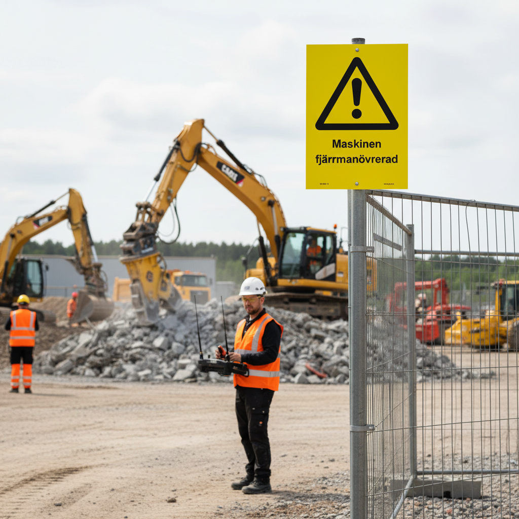 Premium Warning Sign for Remote-Controlled Machinery - Durable Materials and Multiple Mounting Options