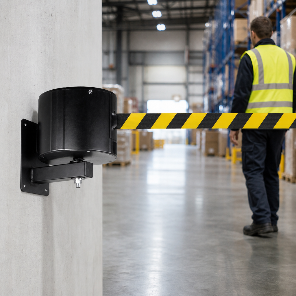 Heavy Duty Aluminium Wall-Mounted Belt Barrier 23m for Large Areas
