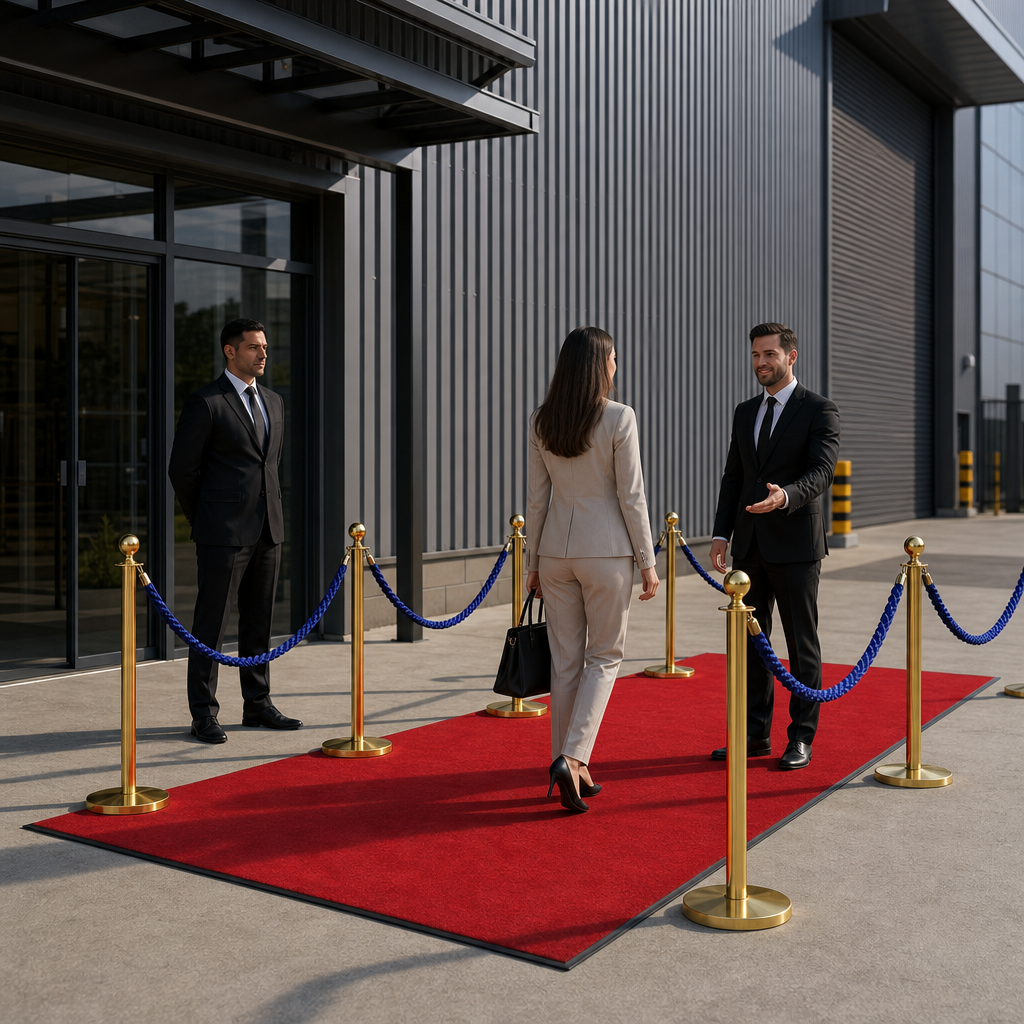 Rope and Post Barrier Kit with Red Carpet for Events (Pack of 6)