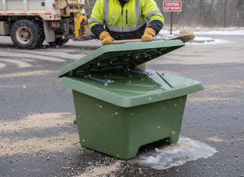 Premium 65 Litre Grit Bin for De-Icing Salt Storage - Durable, Stackable, and Forklift Compatible