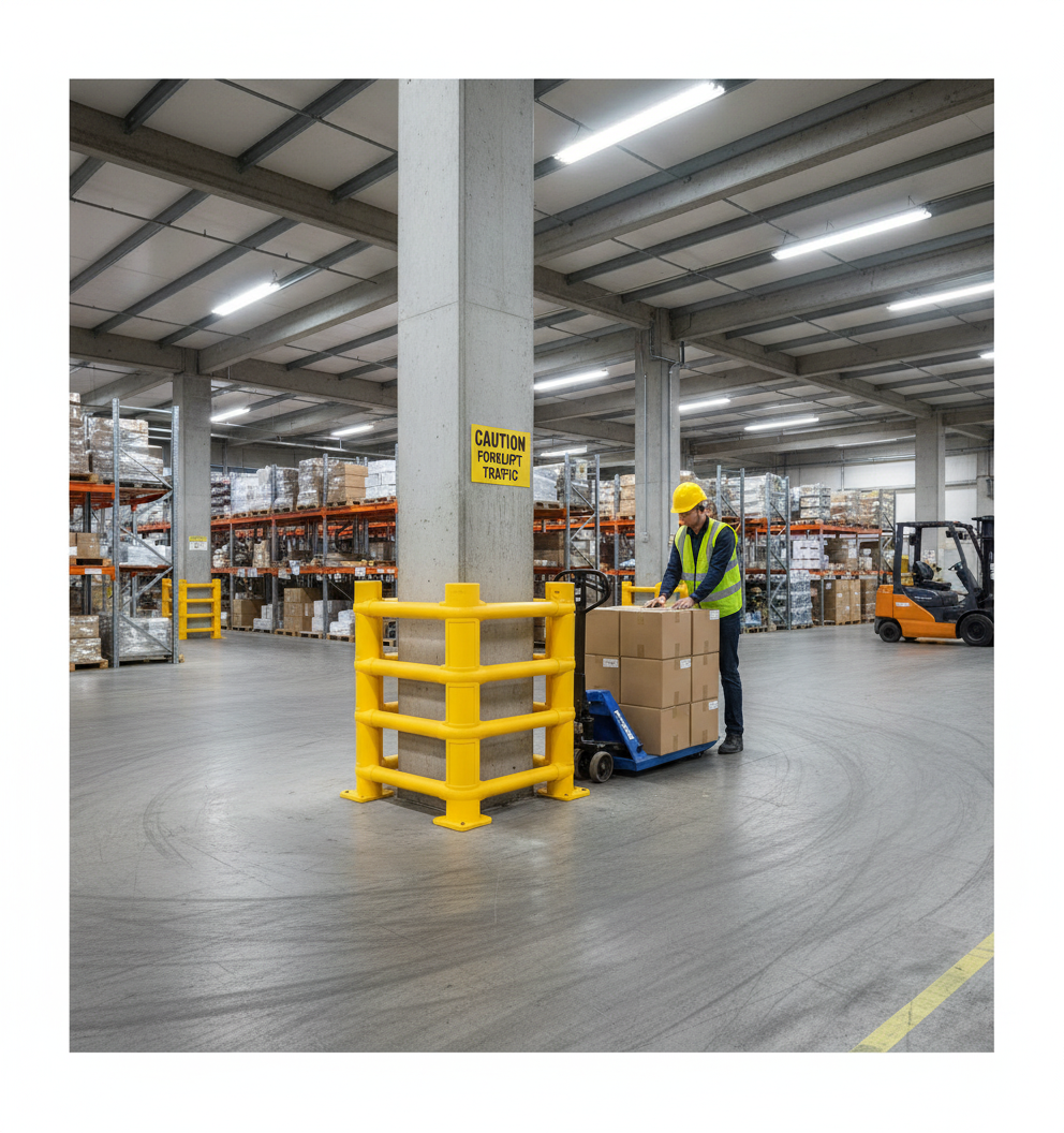 Premium Universal Column Protector for 200-700 mm Columns - Flexible Impact Absorption System for Warehouses and Parking Facilities