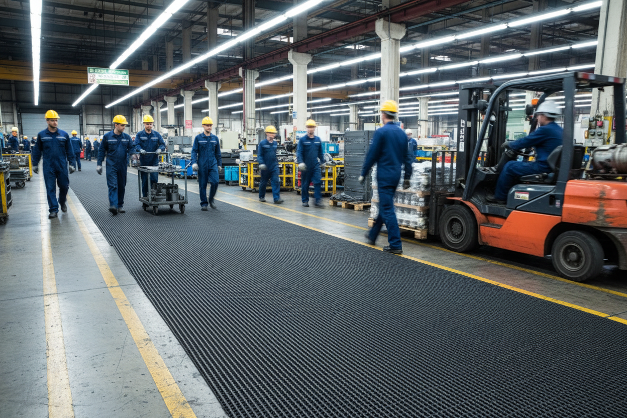 Premium Industrial Anti-Slip Mat 10m Roll - Ergonomic Design with Extreme Slip Resistance and Durable Welded Vinyl Construction