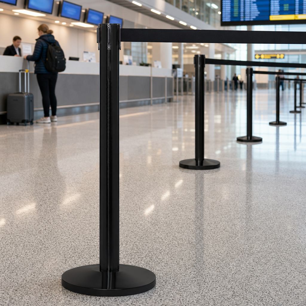 Retractable Belt Barrier System 4.9m for Airports & Retail
