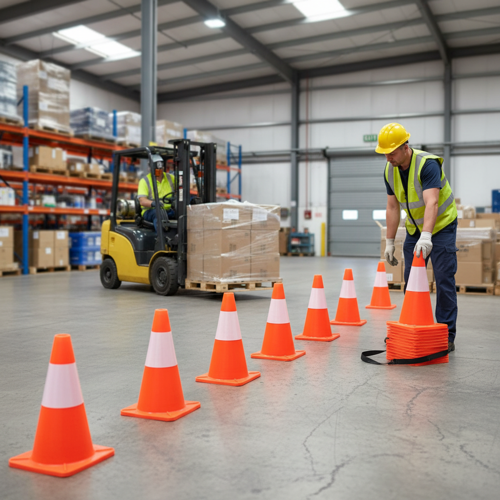 Premium 30cm Traffic Safety Cone Kit - 20pcs Made from Durable Low-Density Polythene with Stackable Design for Hazard Marking