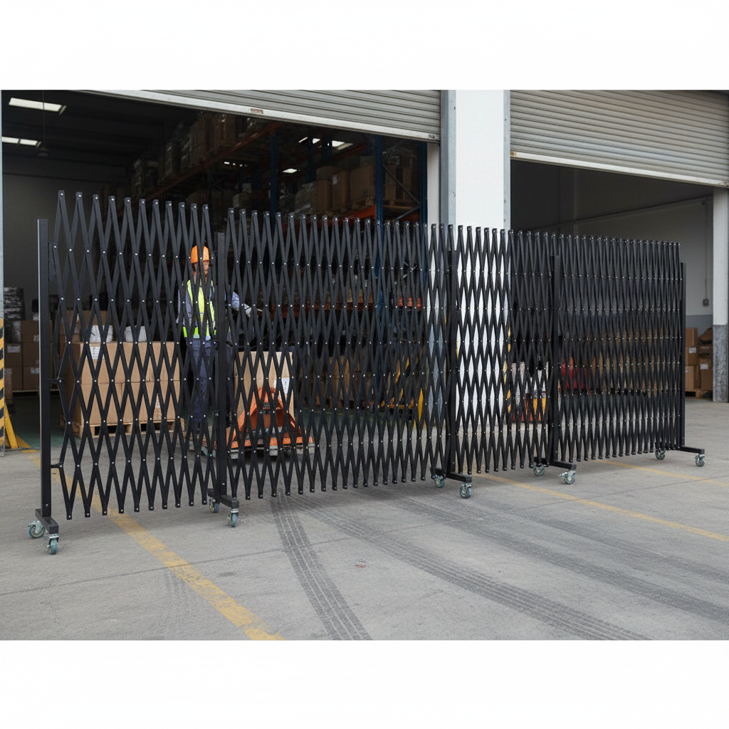 Premium Expanding Gate XXXL on Wheels - Flexible Temporary Barrier Solution for Warehouses and Workshops (6.7m Length)