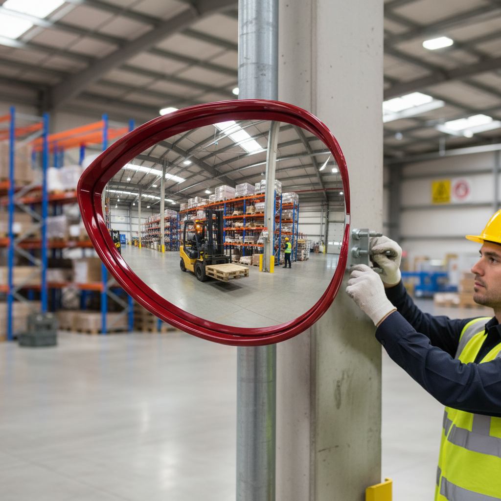 Premium Wide Angle Mirror with 180° Convex View for Enhanced Vision in Production Areas and Traffic Monitoring
