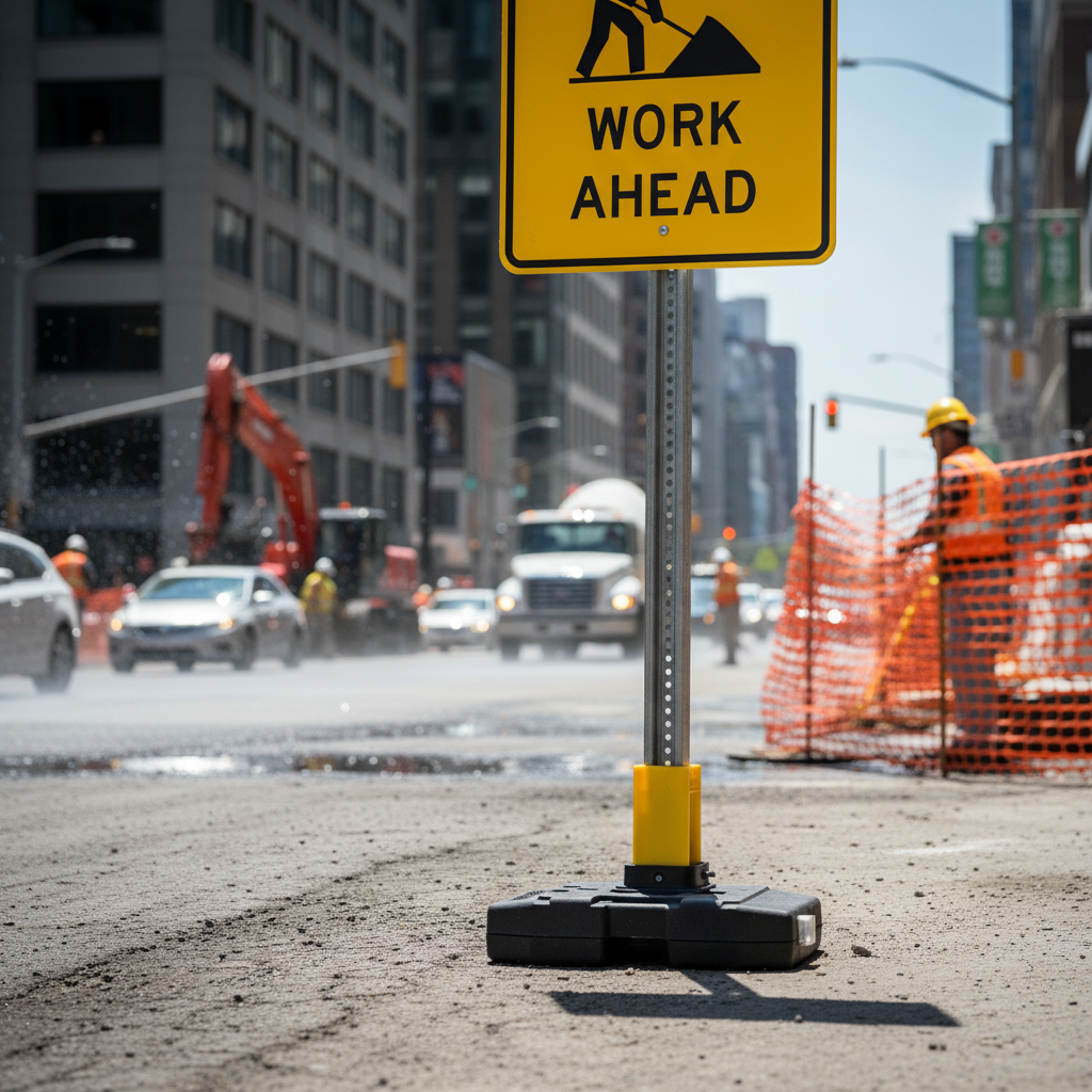 Premium Heavy Duty 25 kg Base Plate for Plastic Road Signs with Multiple Inserts and Carrying Handles