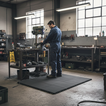 Premium Cushion Link Solid Top Interlocking Anti-Fatigue Mat - 100% Nitrile, 92x92cm, Slip Resistant & Durable for Industrial Use