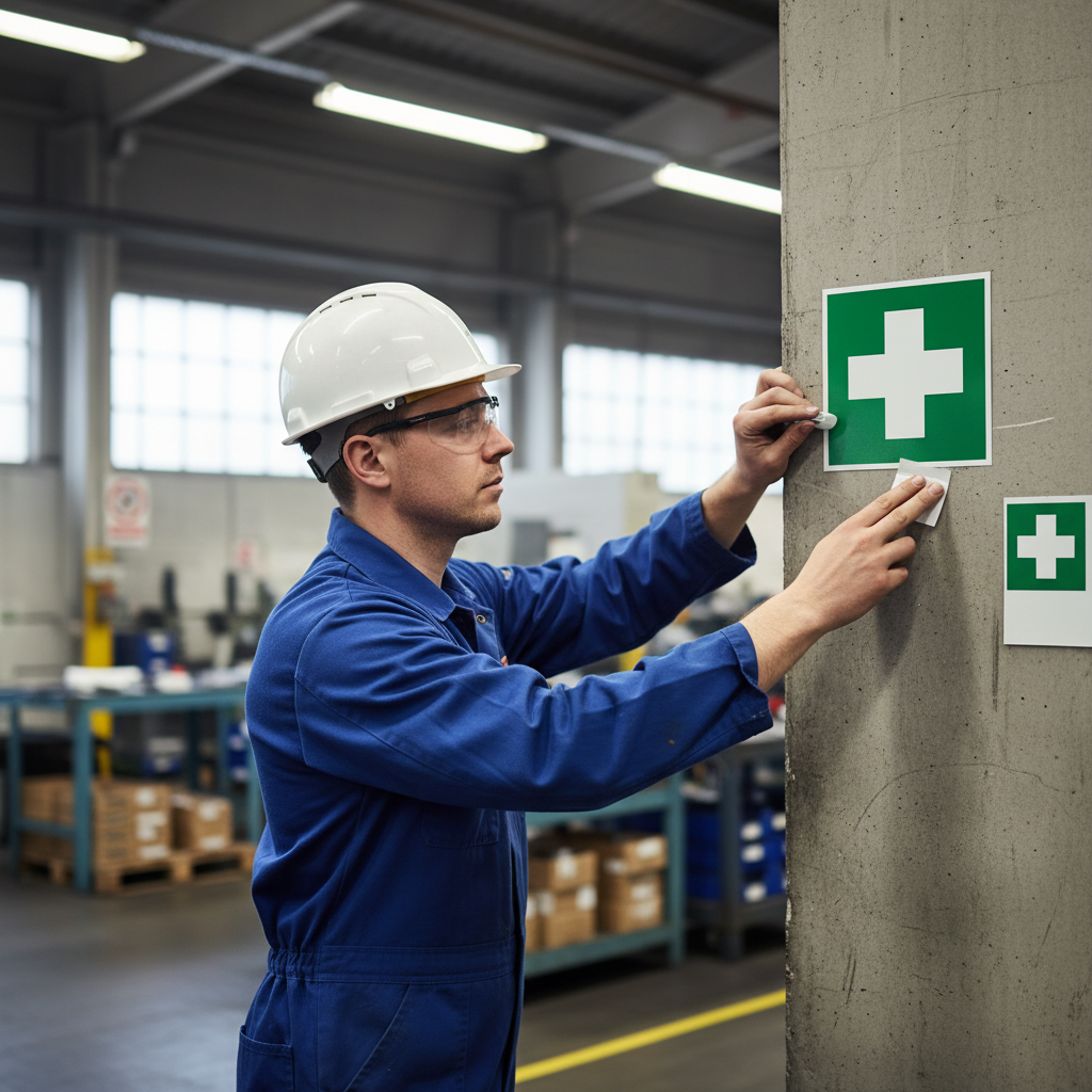 Premium First Aid Sign - Durable Plastic Decal with First Aid Cross Illustration, 210x210 mm Size