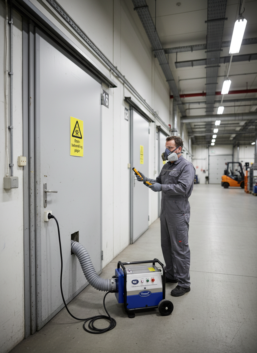 Premium Ozone Treatment Warning Sign - High Visibility for Safety in Industrial and Property Management Environments