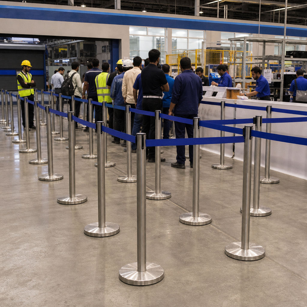 Belt Stanchion Set with 2m Blue Belt for Event Management (Pack of 30)
