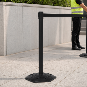 Weatherproof Belt Barrier System 3.4m x 50mm with Rubber Base for Outdoor Use