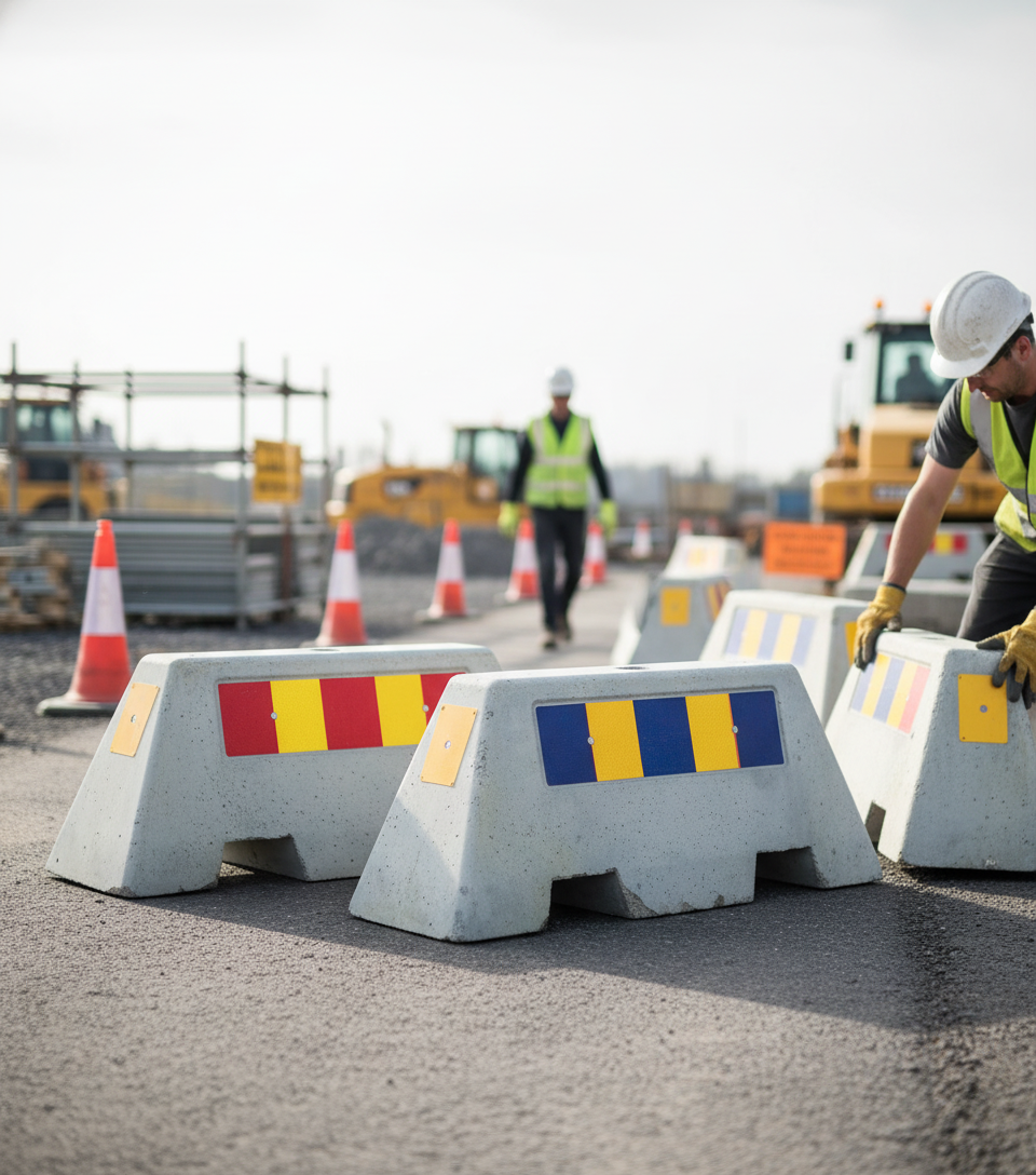 Premium Heavy Duty Concrete Barrier for Construction and Parking - 290kg, 48cm Height with Optional Reflective Plates