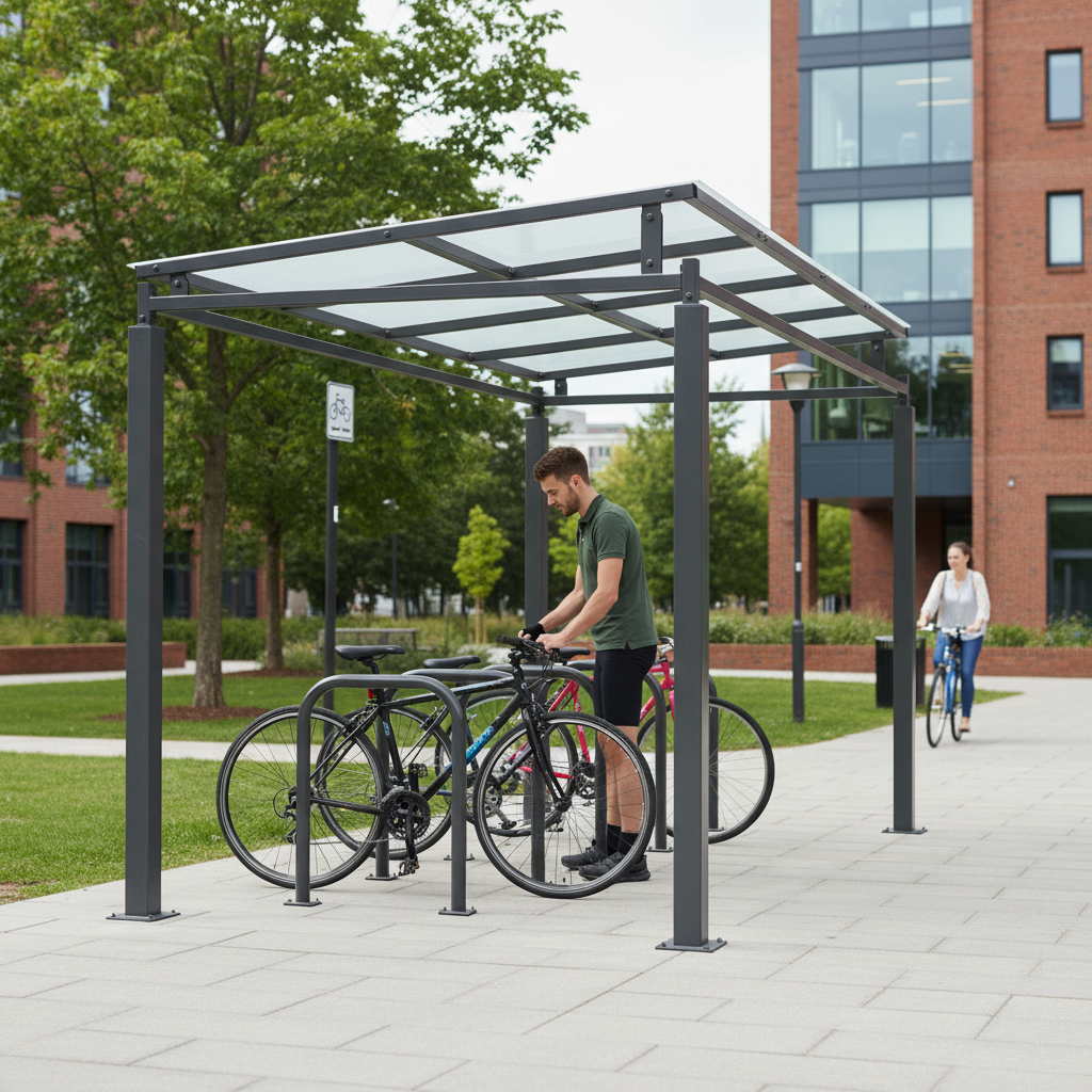 Premium Open-Sided Bike Shelter with Galvanised Frame and Modular Design for Versatile Applications | Barriers Co
